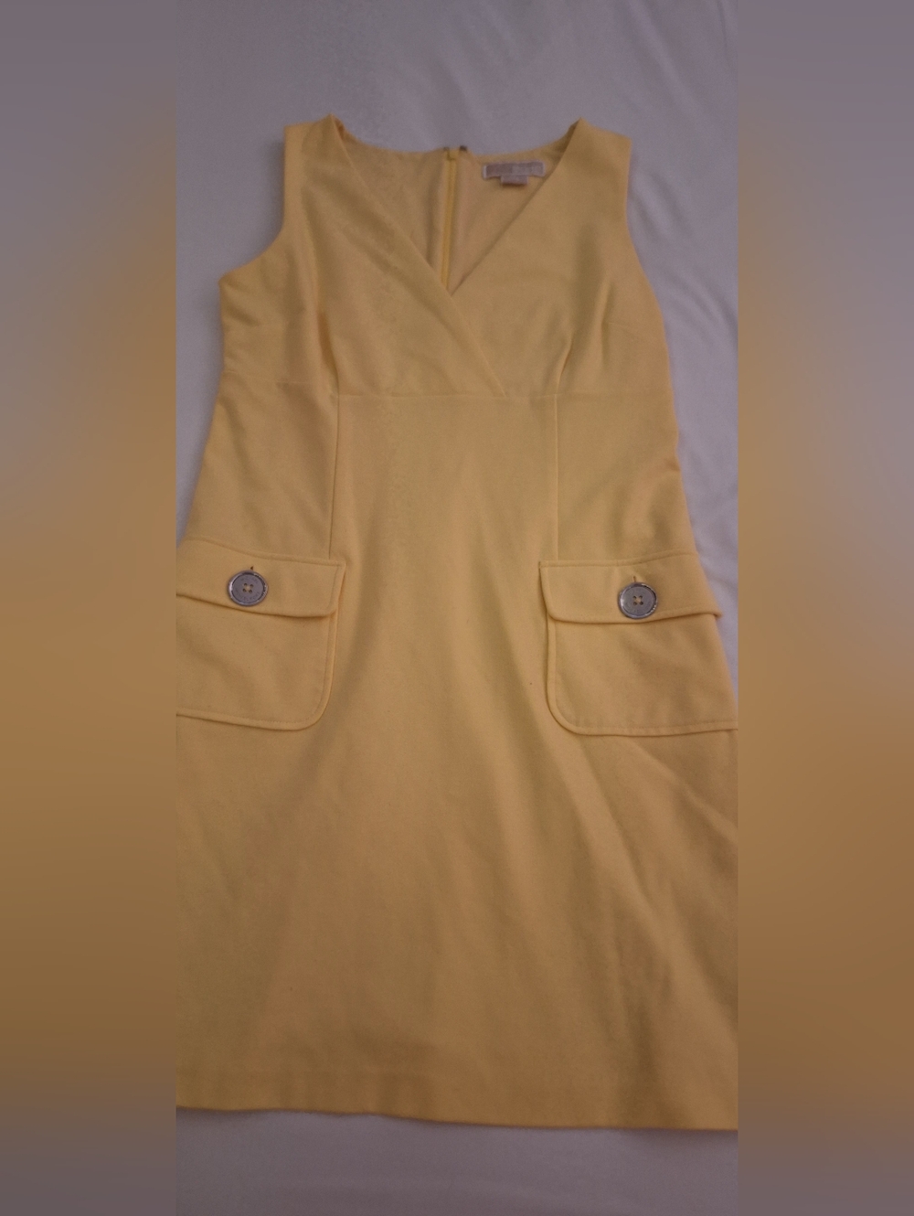 Michael Kors Bright Yellow Sleeveless V-Neck Pocket Midi Dress  💲1 DAY SALE💲